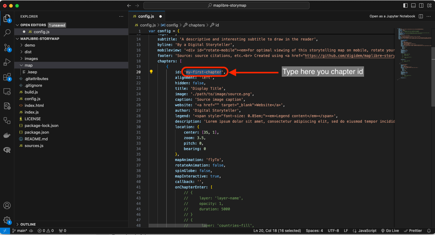 captura de pantalla del id del capítulo