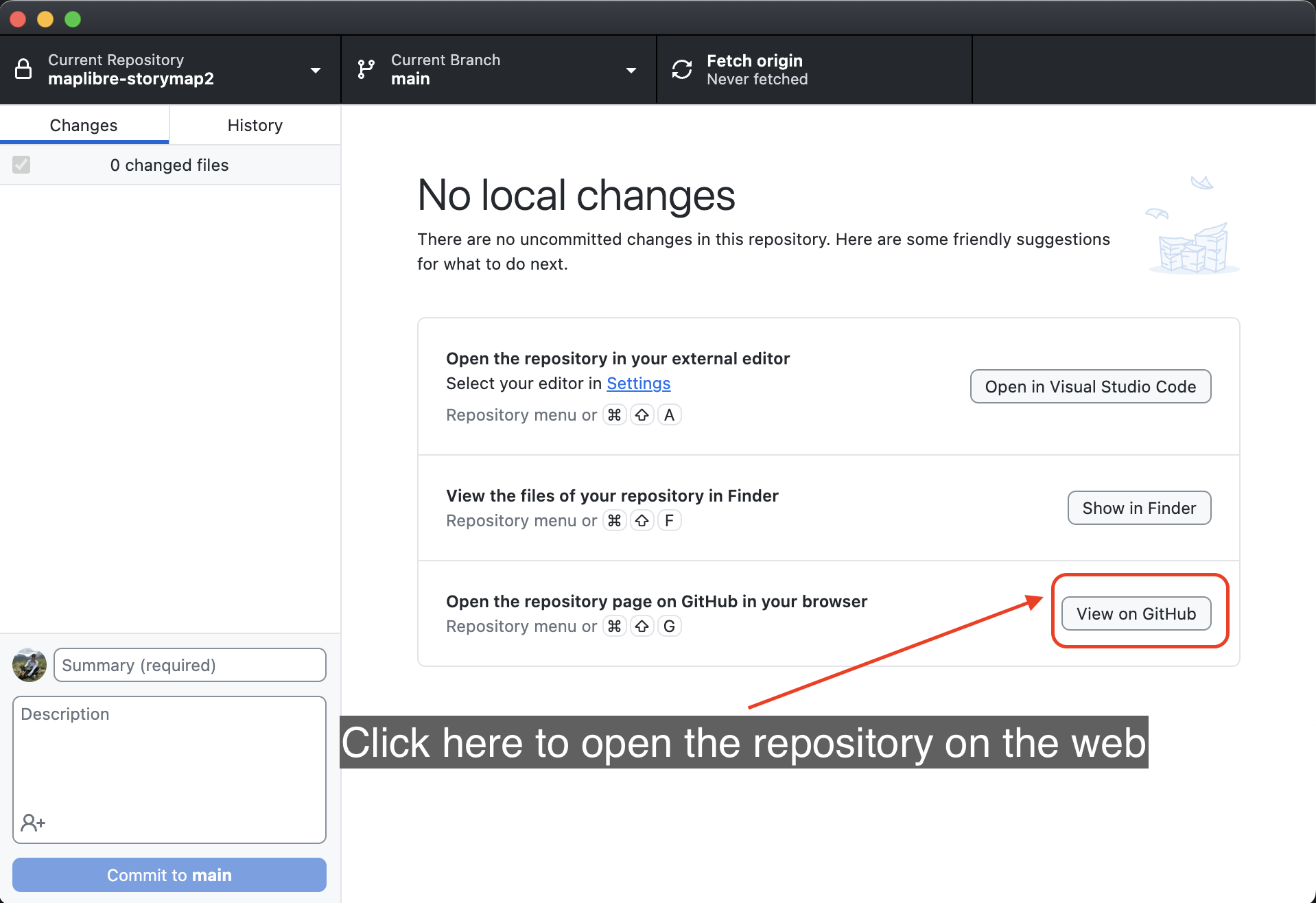 Captura de pantalla de Abrir en GitHub