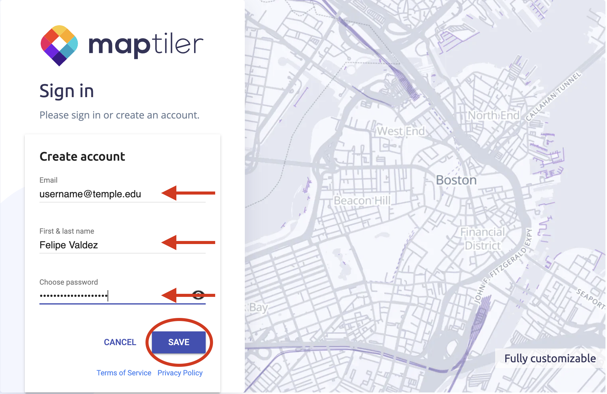 captura de pantalla de la página principal de Maptiler