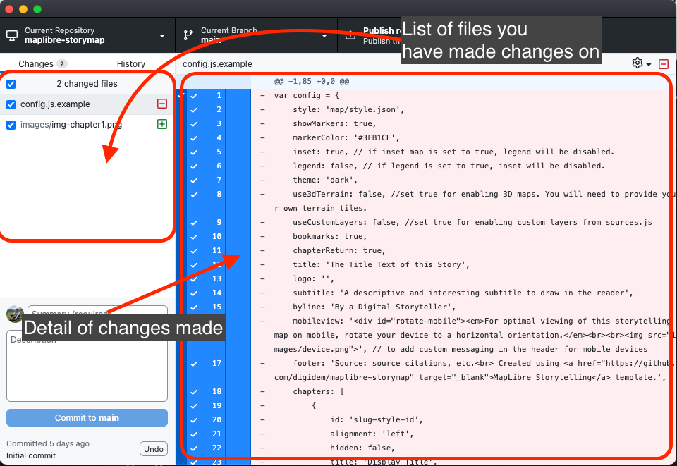 captura de pantalla de GitHub Desktop