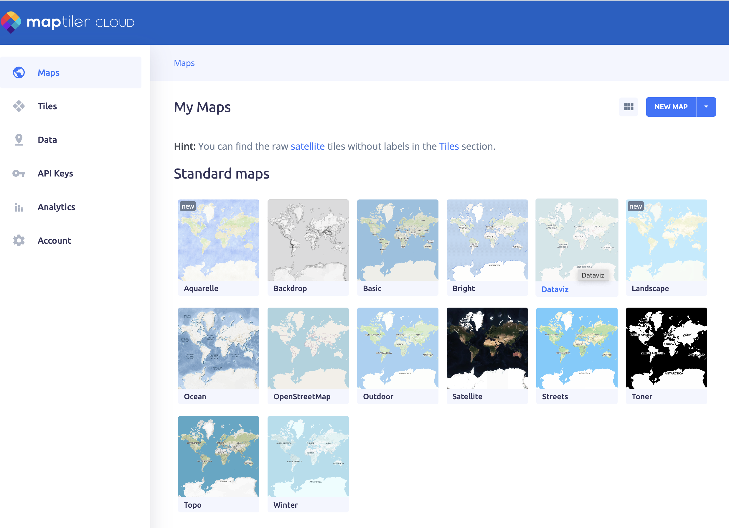 Captura de pantalla de la página de inicio de sesión de MapTiler