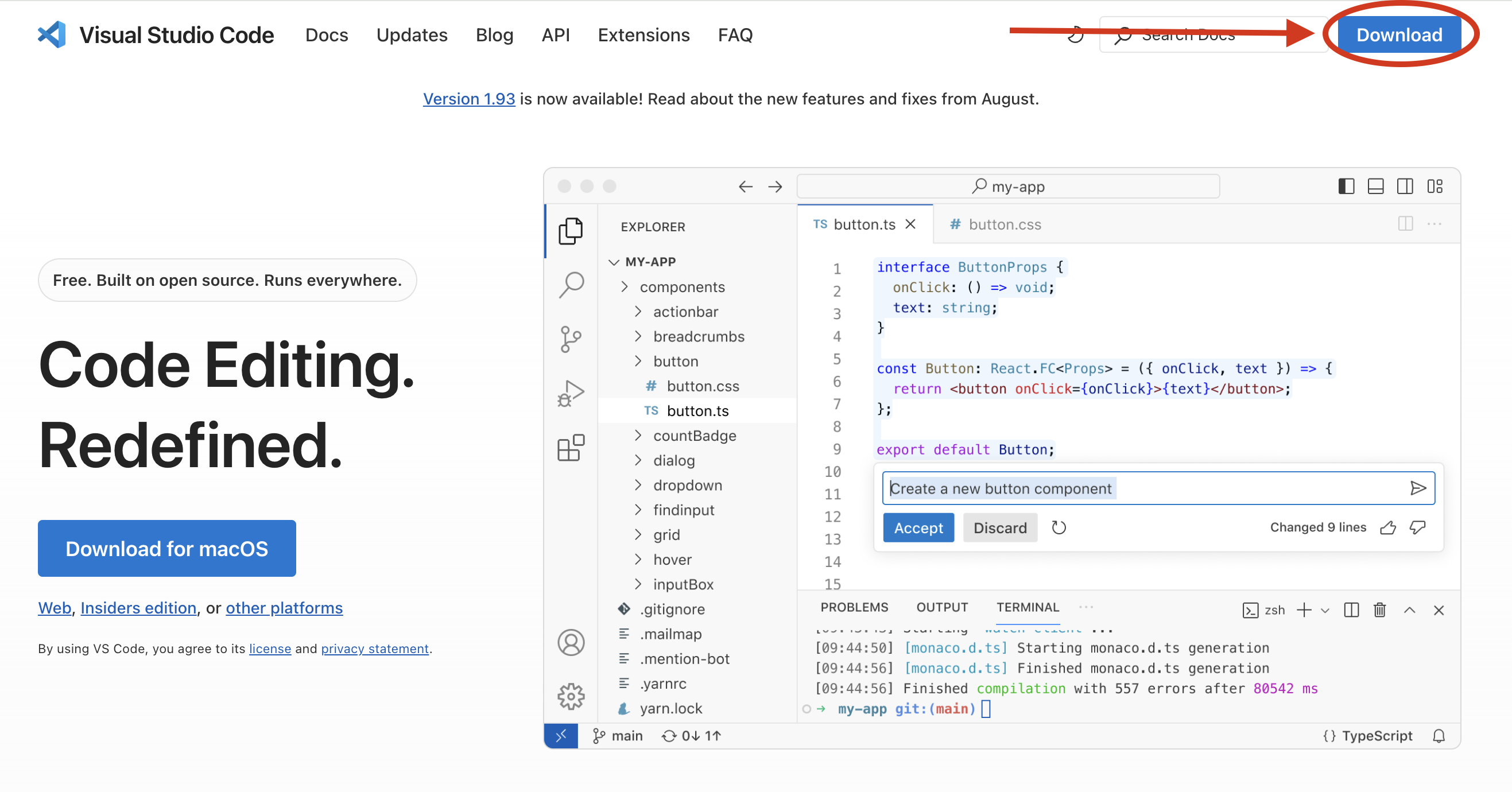 captura de pantalla de la página de descargas de VS Code